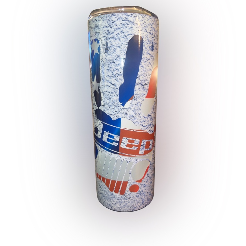 Jeep Hand with Grill 20oz Hot/Cold Tumbler with American Flag Design with Straw